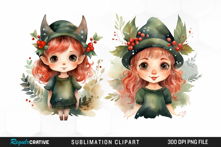 Watercolor Cute Elf Exquisite Clipart