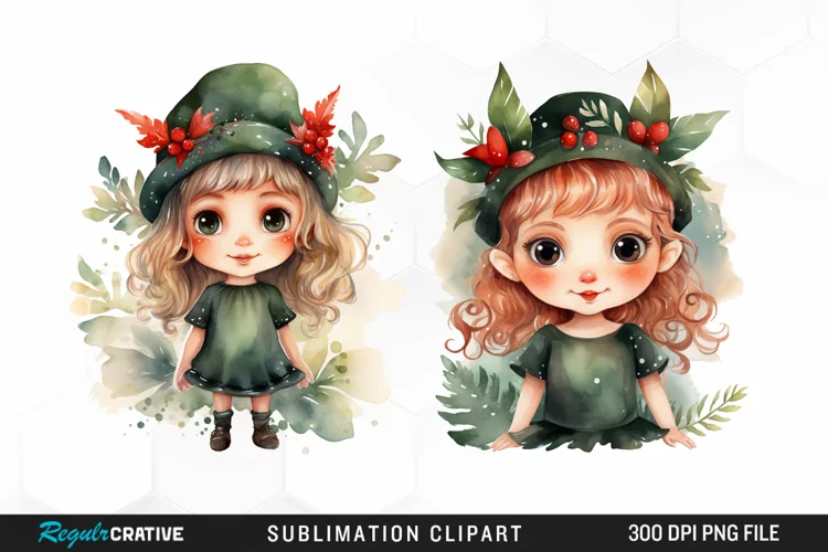 Watercolor Cute Elf Exquisite Clipart