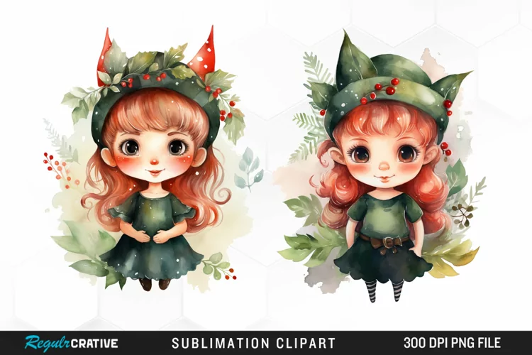 Watercolor Cute Elf Exquisite Clipart