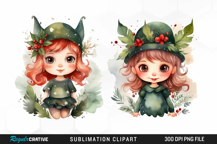 Watercolor Cute Elf Exquisite Clipart