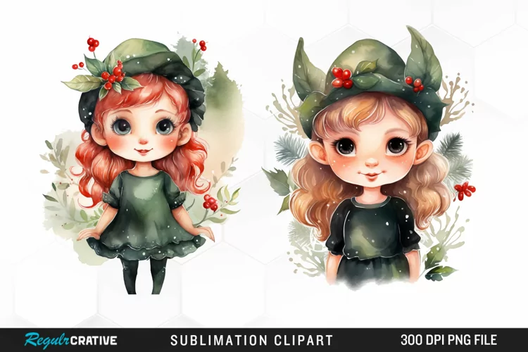 Watercolor Cute Elf Exquisite Clipart