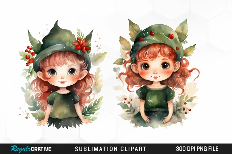 Watercolor Cute Elf Exquisite Clipart