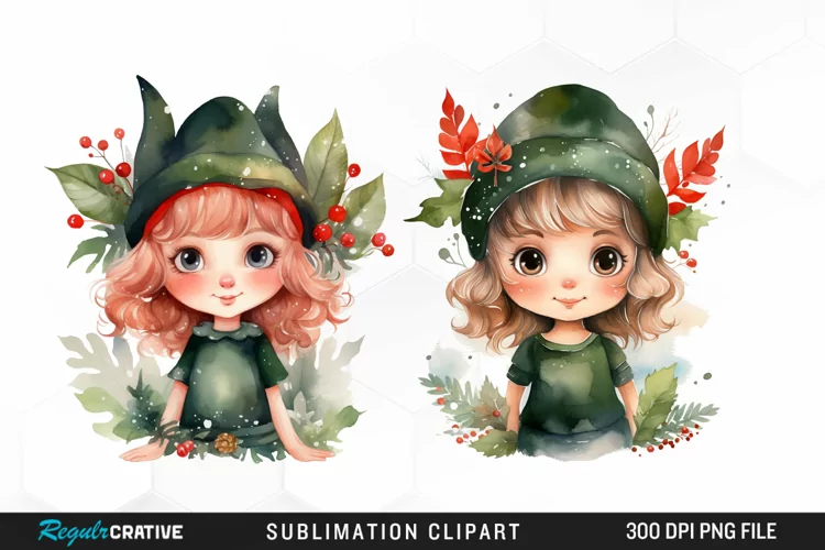 Watercolor Cute Elf Exquisite Clipart
