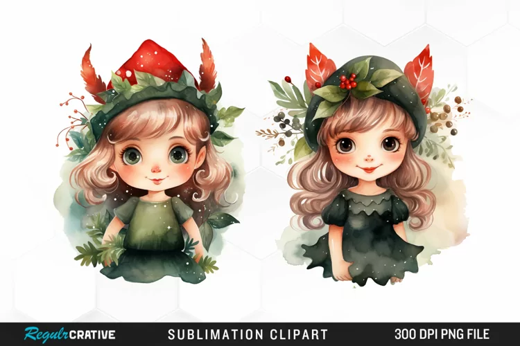 Watercolor Cute Elf Exquisite Clipart