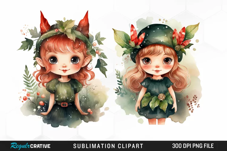 Watercolor Cute Elf Exquisite Clipart