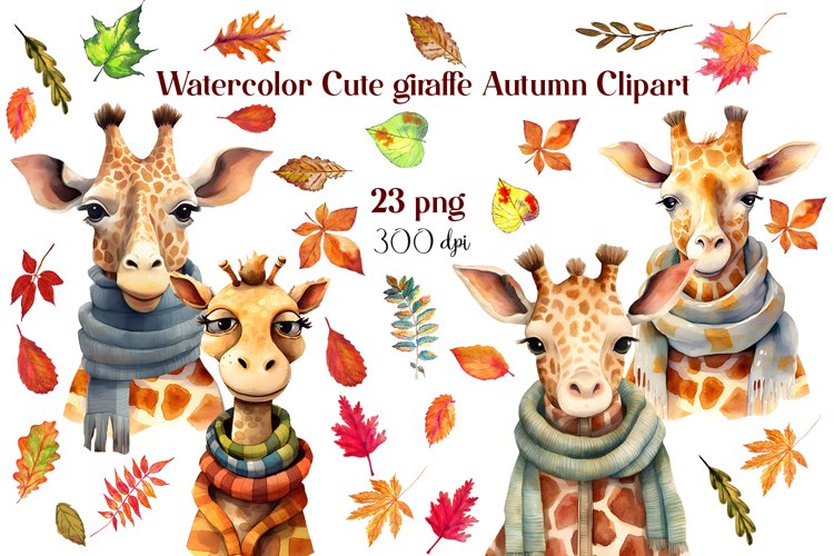 Giraffe In Autumn Clipart example image 1