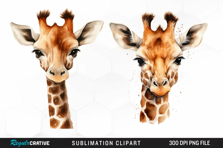 Watercolor Cute Giraffe Image Clipart