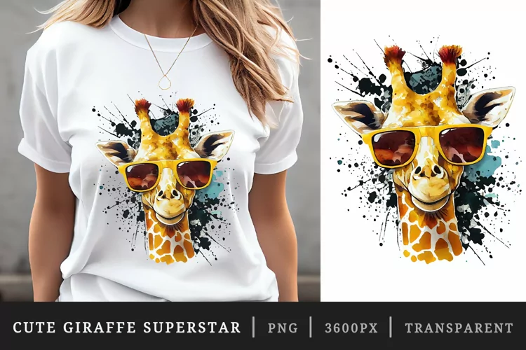 Watercolor cute giraffe t-shirt sublimation print design png