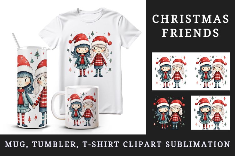 Christmas girl tumbler, mug wrap, clipart sublimation design
