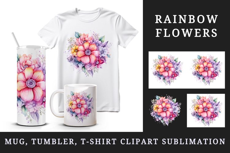 Flowers 20 oz tumbler mug wrap, clipart sublimation design
