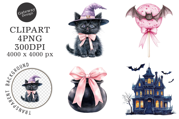 Watercolor Cute Halloween Clipart