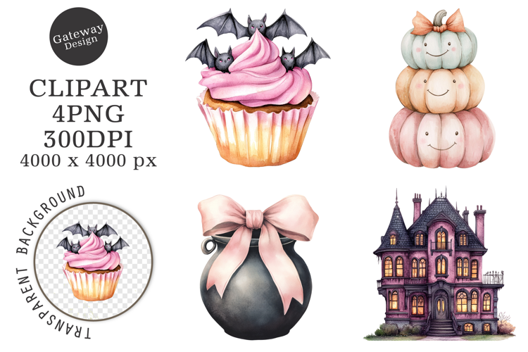 Watercolor Cute Halloween Clipart