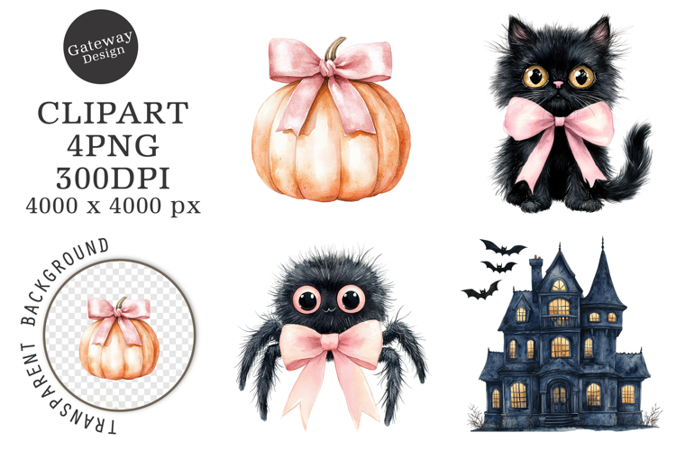 Watercolor Cute Halloween Clipart
