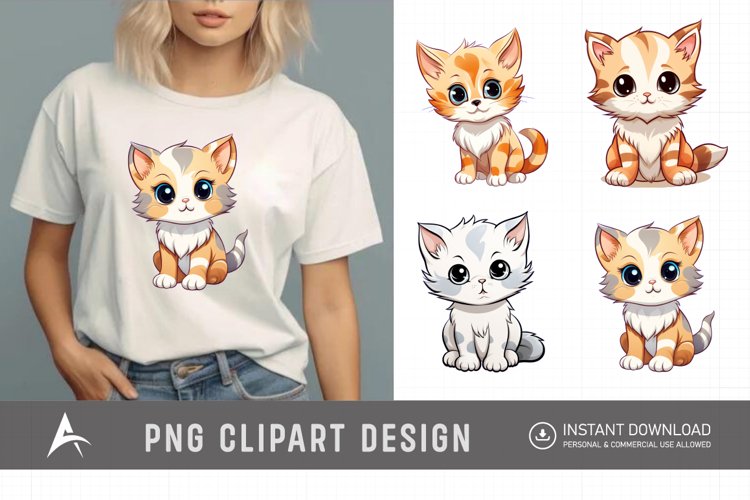 Watercolor Cute Kitten Clipart
