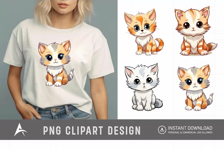 Watercolor Cute Kitten Clipart