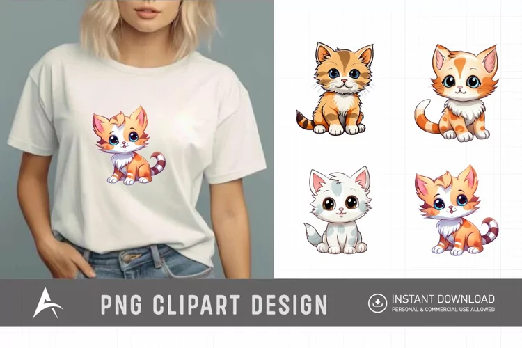 Watercolor Cute Kitten Clipart