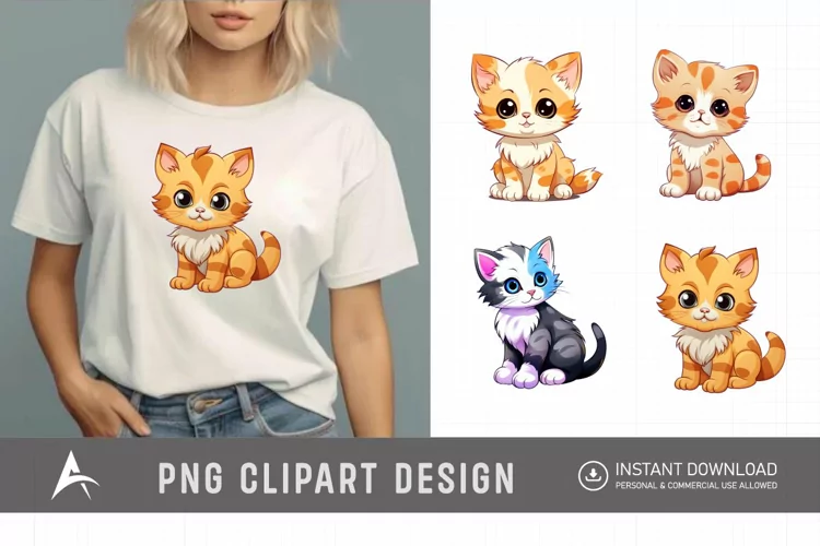 Watercolor Cute Kitten Clipart