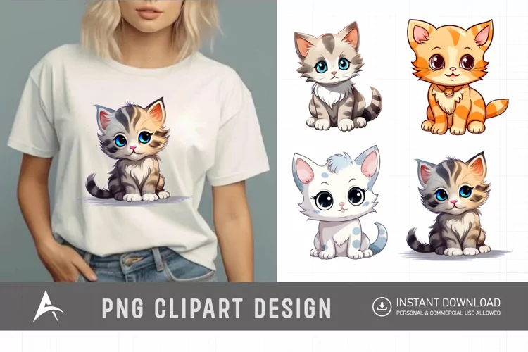 Watercolor Cute Kitten Clipart