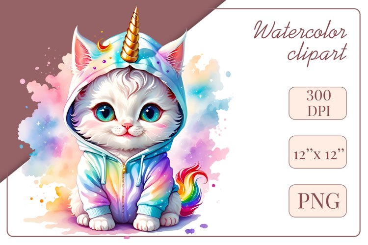 Cute Kitten, Watercolor Clipart, Sublimation Design, Png