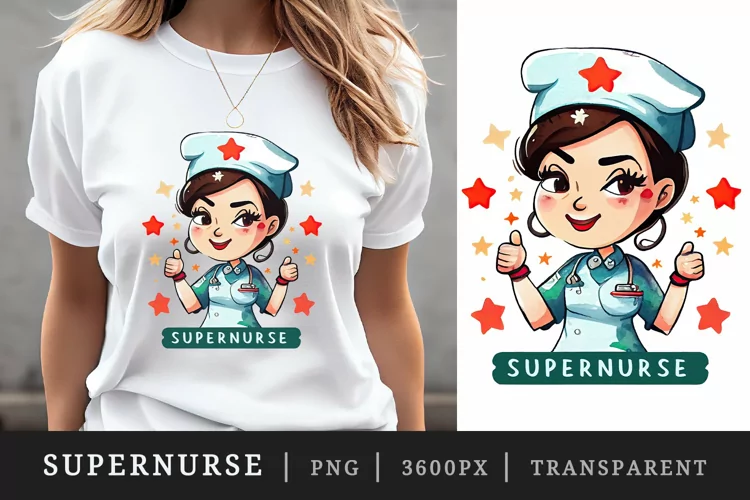 Watercolor nurse superstar t-shirt sublimation print design