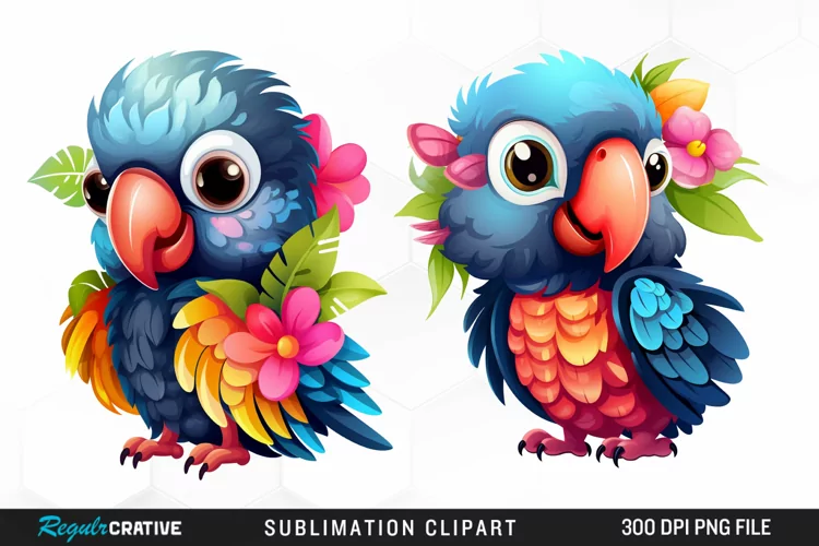 Watercolor Cute Parrot Illustration PNG Clipart