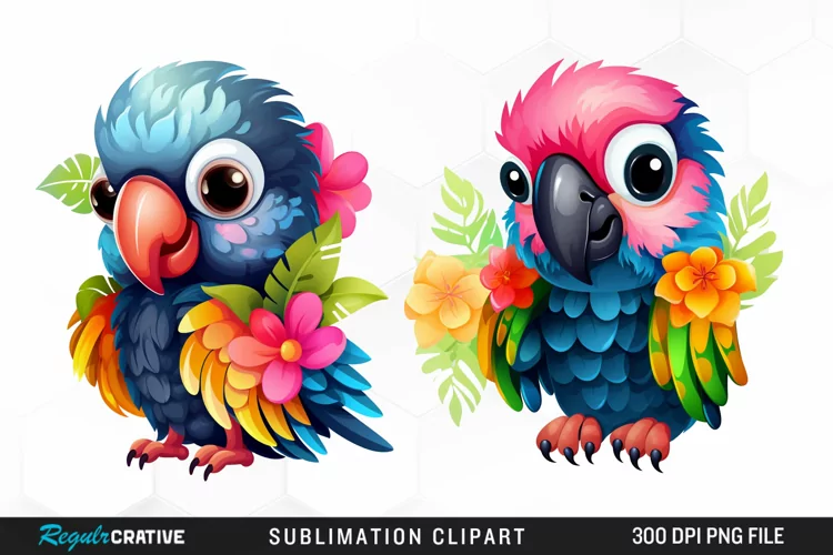 Watercolor Cute Parrot Illustration PNG Clipart