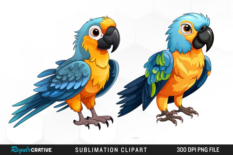 Watercolor Cute Parrot Clipart example image 1