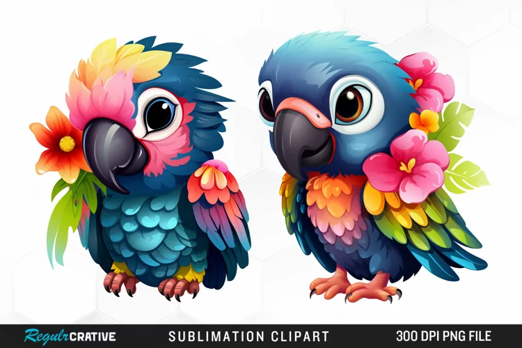 Watercolor Cute Parrot Illustration PNG Clipart