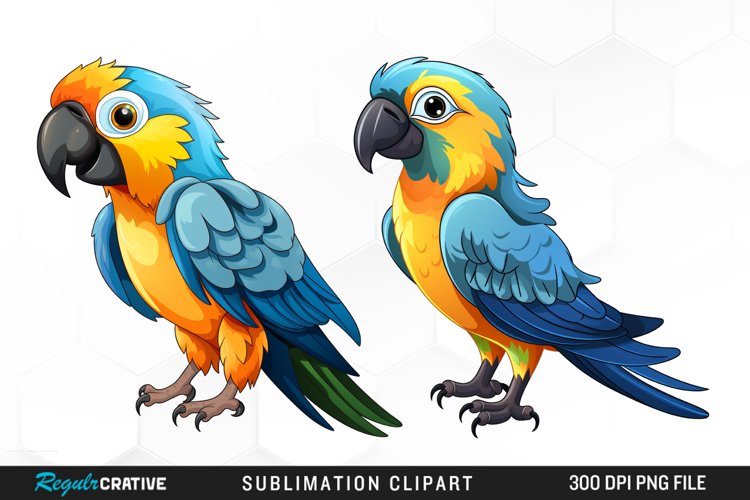 Watercolor Cute Parrot Clipart example image 1