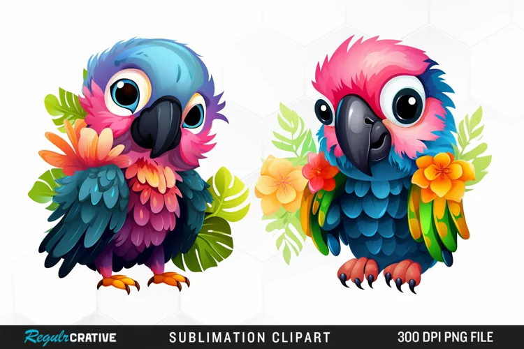 Watercolor Cute Parrot Illustration PNG Clipart