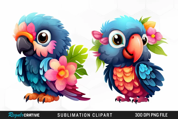 Watercolor Cute Parrot Illustration PNG Clipart