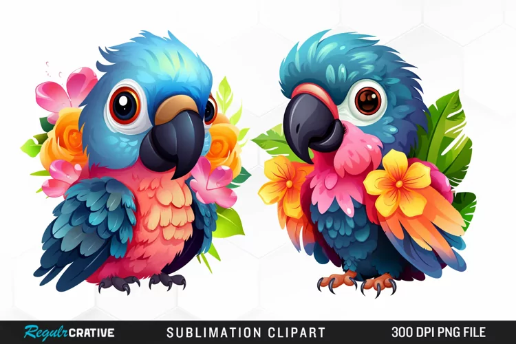 Watercolor Cute Parrot Illustration PNG Clipart