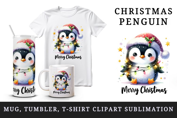 Christmas penguin tumbler, mug wrap, clipart sublimation png