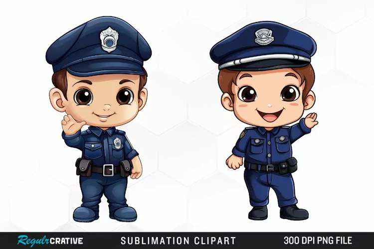 Watercolor Cute Police PNG Clipart