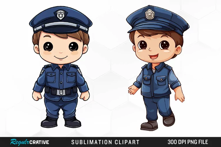Watercolor Cute Police PNG Clipart