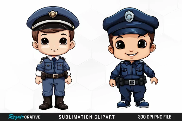 Watercolor Cute Police PNG Clipart