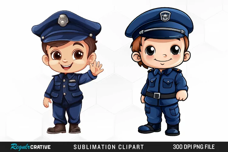 Watercolor Cute Police PNG Clipart
