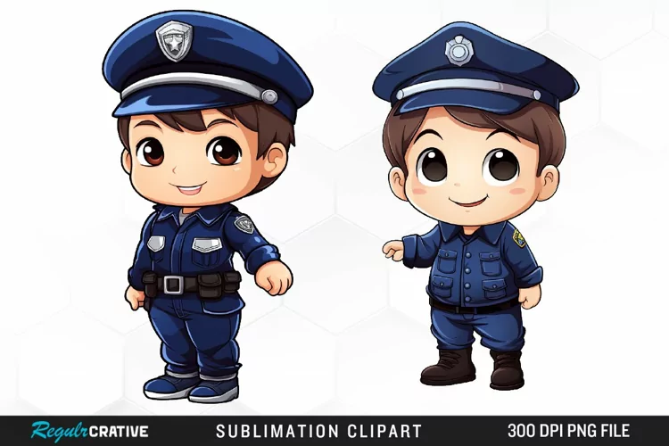 Watercolor Cute Police PNG Clipart