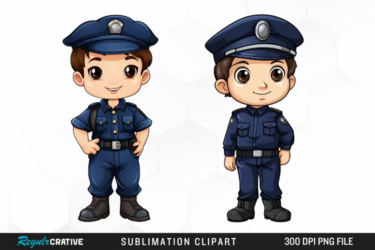 Watercolor Cute Police PNG Clipart