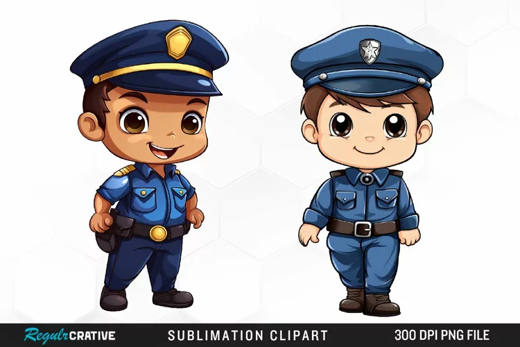 Watercolor Cute Police PNG Clipart