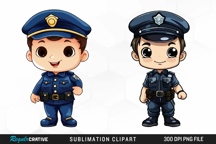 Watercolor Cute Police PNG Clipart
