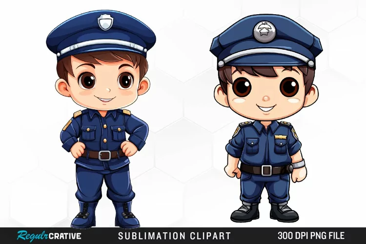Watercolor Cute Police PNG Clipart