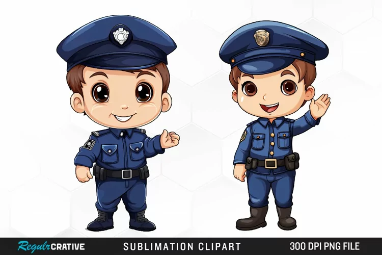 Watercolor Cute Police PNG Clipart