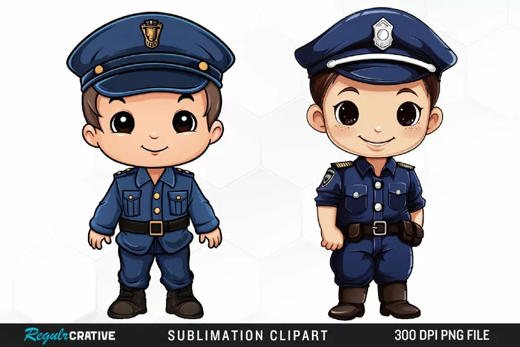 Watercolor Cute Police PNG Clipart