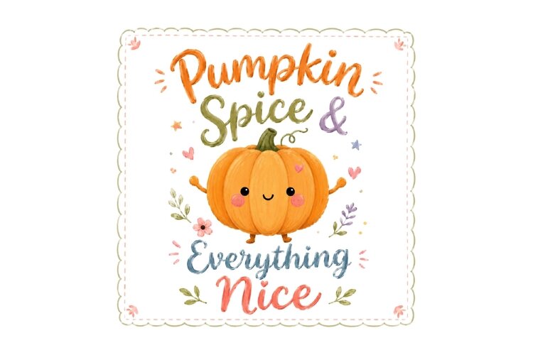 Watercolor Cute Pumpkin Spice PNG File example image 1