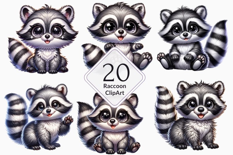Watercolor Cute Raccoon Clipart, Raccoon Sublimation bundle