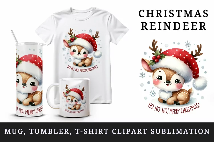 Christmas reindeer tumbler mug wrap, clipart sublimation png