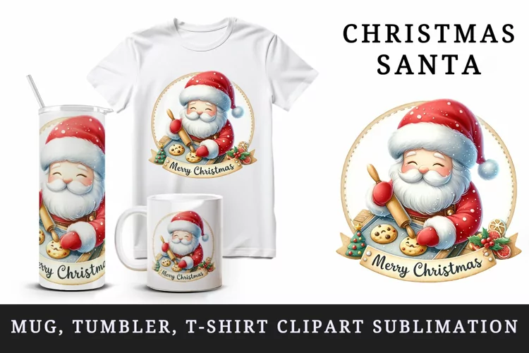 Christmas Santa tumbler mug wrap, clipart sublimation design