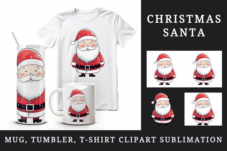 Christmas Santa tumbler mug wrap, clipart sublimation design