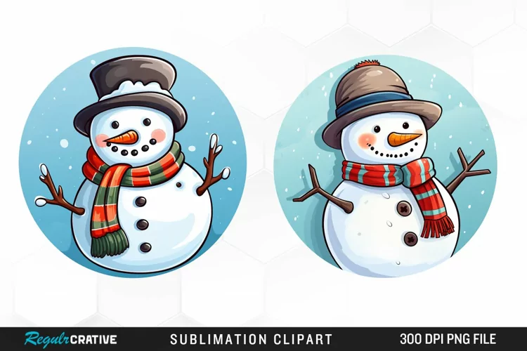 Watercolor Cute Snowman Graphics Clipart